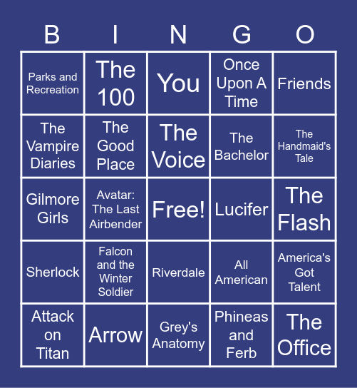 TV Shows Bingo Card