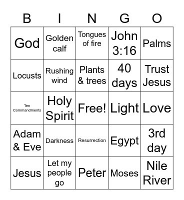 Bible  Bingo One Bingo Card
