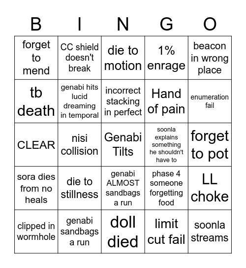 perfect alex bingo Card