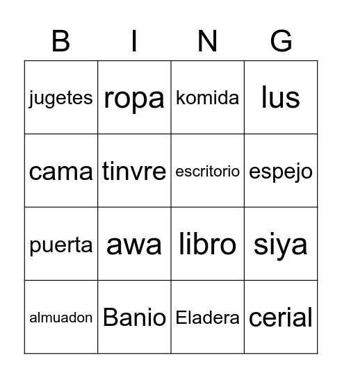 kosas de la haus Bingo Card