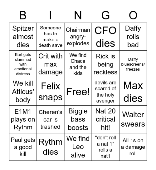 It's The End Of The World As We Know It Bingo Card