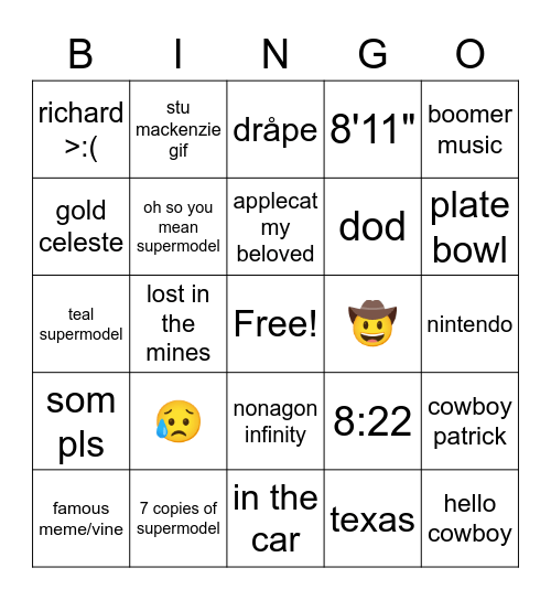 james bing(o) Bingo Card