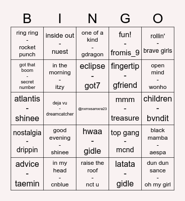 nxrnxsamxra23 Bingo Card