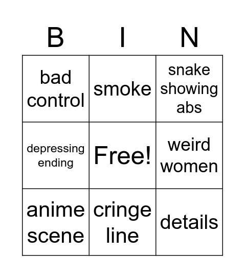 metal gear Bingo Card