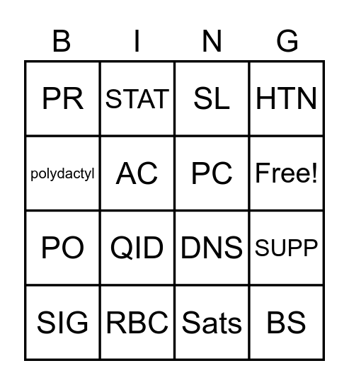 Abbreviations Bingo Card