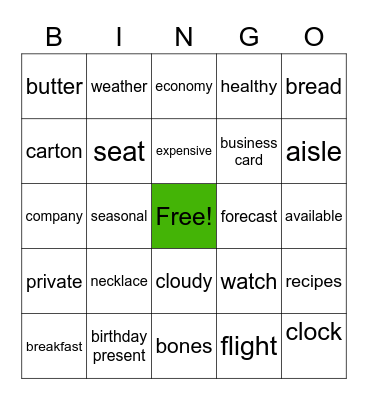 Listen Practice Bingo Card