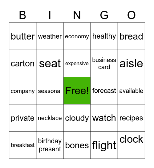Listen Practice Bingo Card