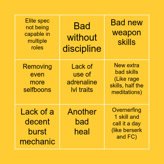 Warrior 3rd elite spec bingo Card