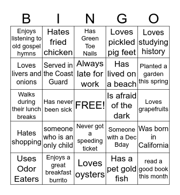 2015 Taylor Family Reunion Bingo Card