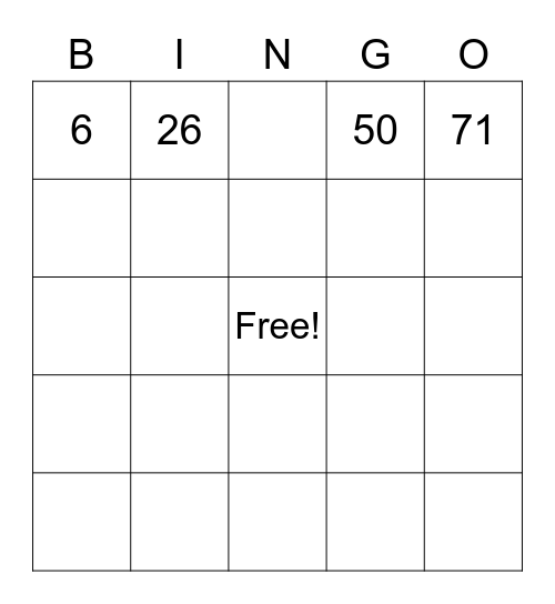 Happy 50th Birthday Bingo Card