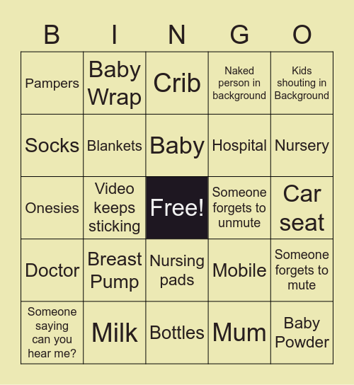 Rommel and Chrystal's Shower Bingo Card