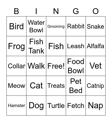 Pets Badge BINGO! Bingo Card