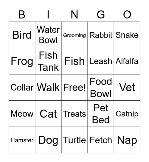 Pets Badge BINGO! Bingo Card