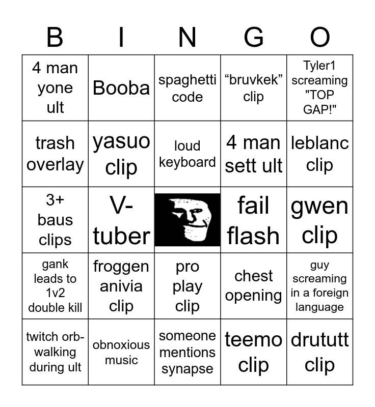 Noobs in Combat Bingo (by WhitetheCa) Bingo Card