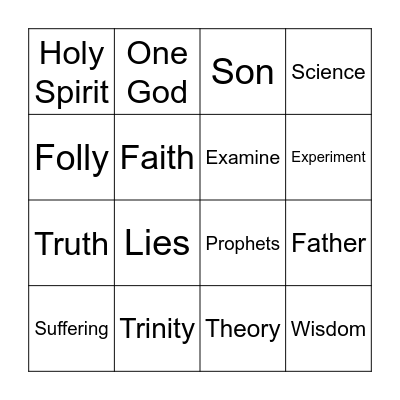Sunday School Bingo Card