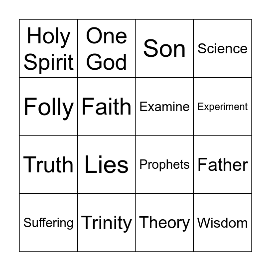 Sunday School Bingo Card