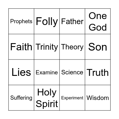 Sunday School Bingo Card