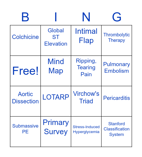 Shortness Of Breath Bingo Card