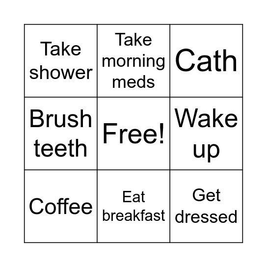 Morning routine Bingo Card