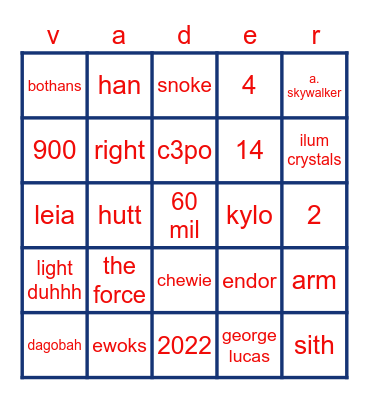 May the Answers be with you Bingo Card