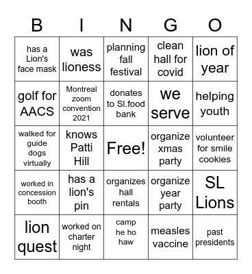 lion card # 2 Bingo Card