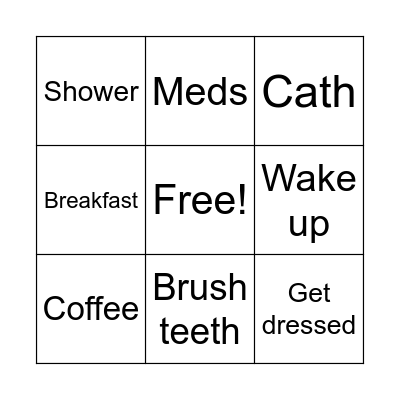Morning routine Bingo Card