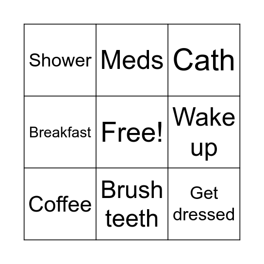 Morning routine Bingo Card