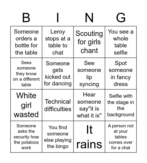 Woodstoke Bingo Card