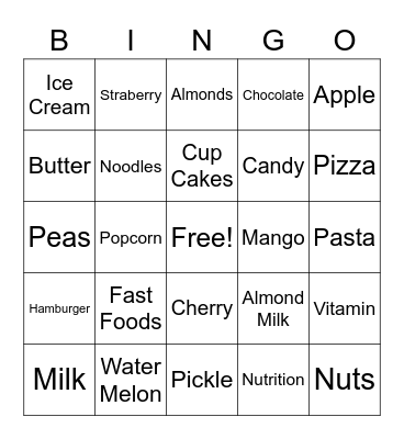 Foods, Foods, Everywhere! Bingo Card