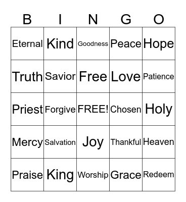 Bible Bingo Card