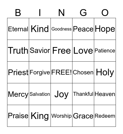 Bible Bingo Card