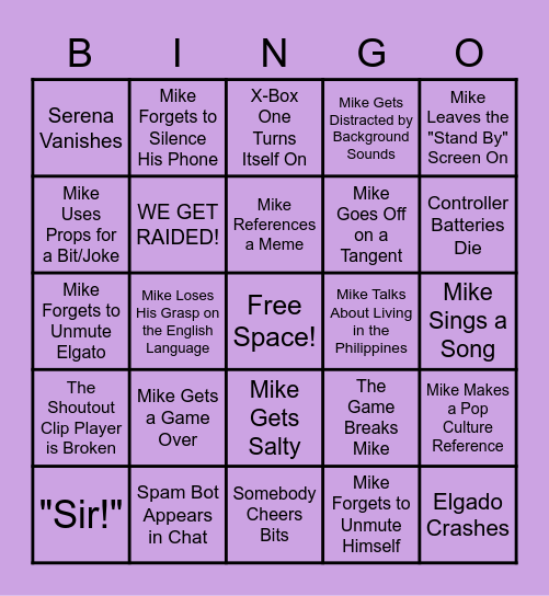 171st Street Games Stream BINGO! Bingo Card