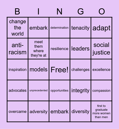 Graduation speeches BINGO!! Bingo Card