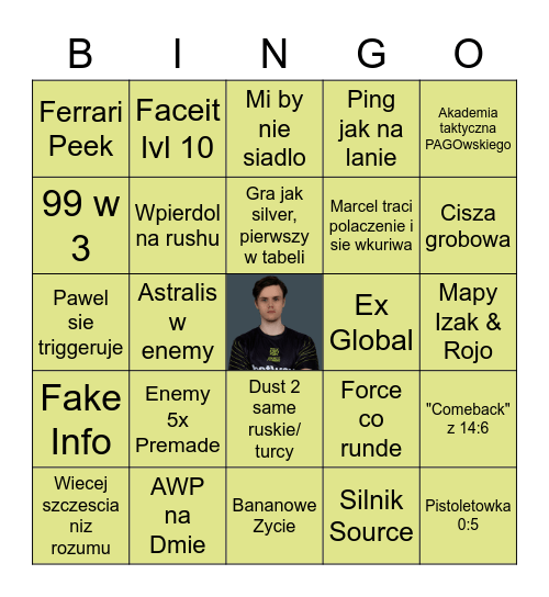 CS:GO z Pawlem Bingo Card