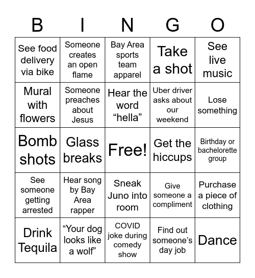 Oakland Bingo Card