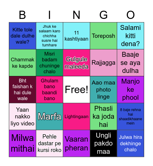 Hyderabadi Shaadi Bingo Card