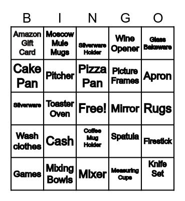 Bridal Shower Bingo Card