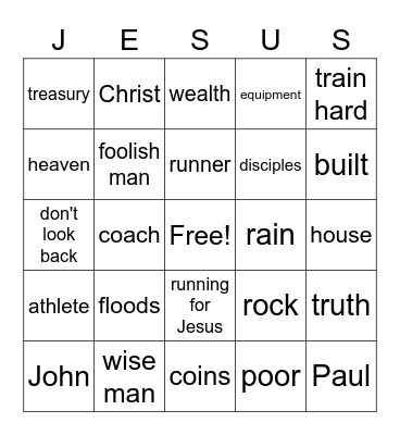 RUN THE RACE Bingo Card
