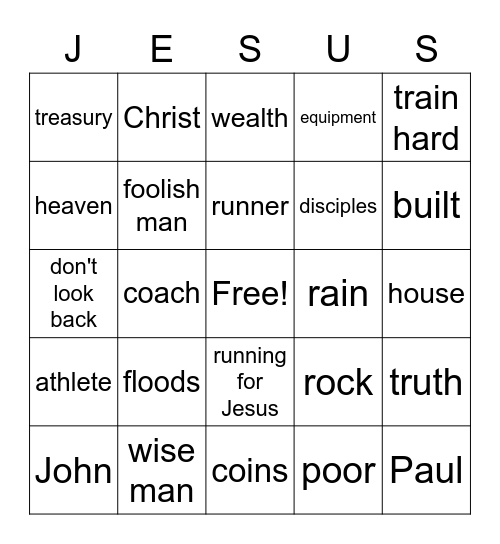 RUN THE RACE Bingo Card