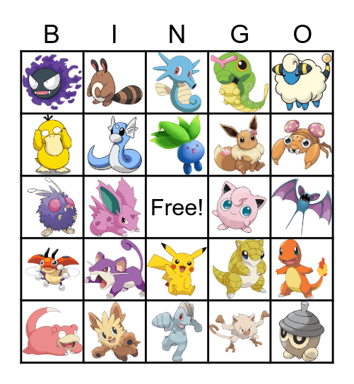 Pokemon Bingo Card