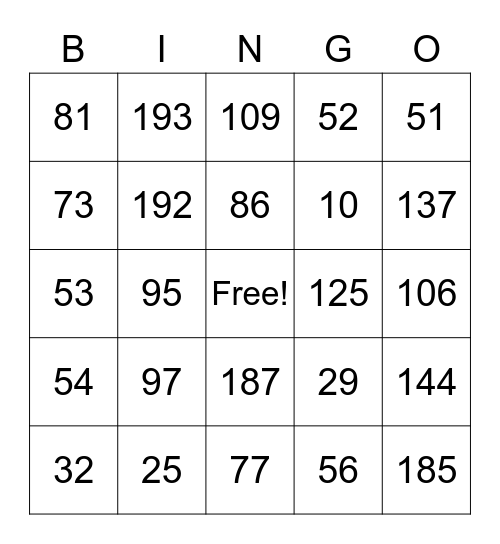 Test Game Bingo Card