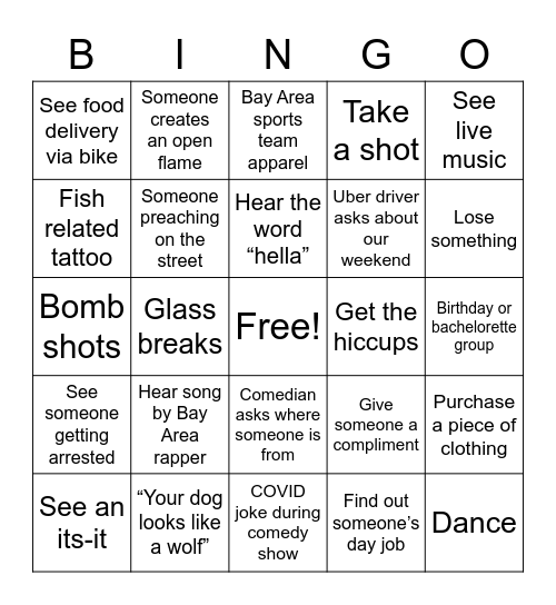 Oakland Bingo Card