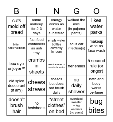 #mustygirlrights Bingo Card