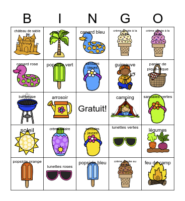 BINGO - La plage Bingo Card