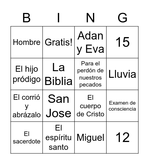 Catecismo Trinidad Bingo Card