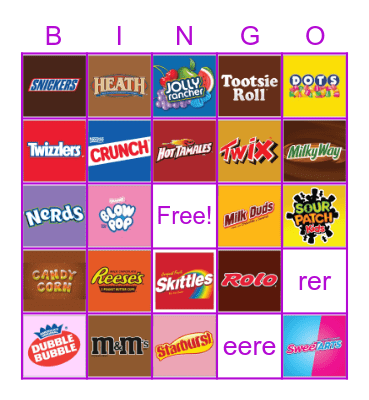 Halloween Candy Bingo Card