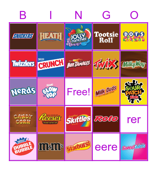 Halloween Candy Bingo Card