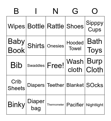 GIfts Bingo Card