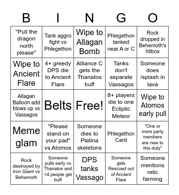 Labyrinth of the Ancients Bingo Card