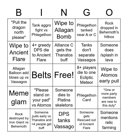 Labyrinth of the Ancients Bingo Card